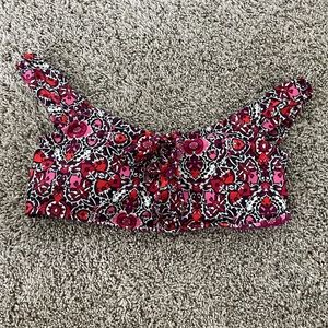 Purple, red, white patterned BILLABONG bathing suit top